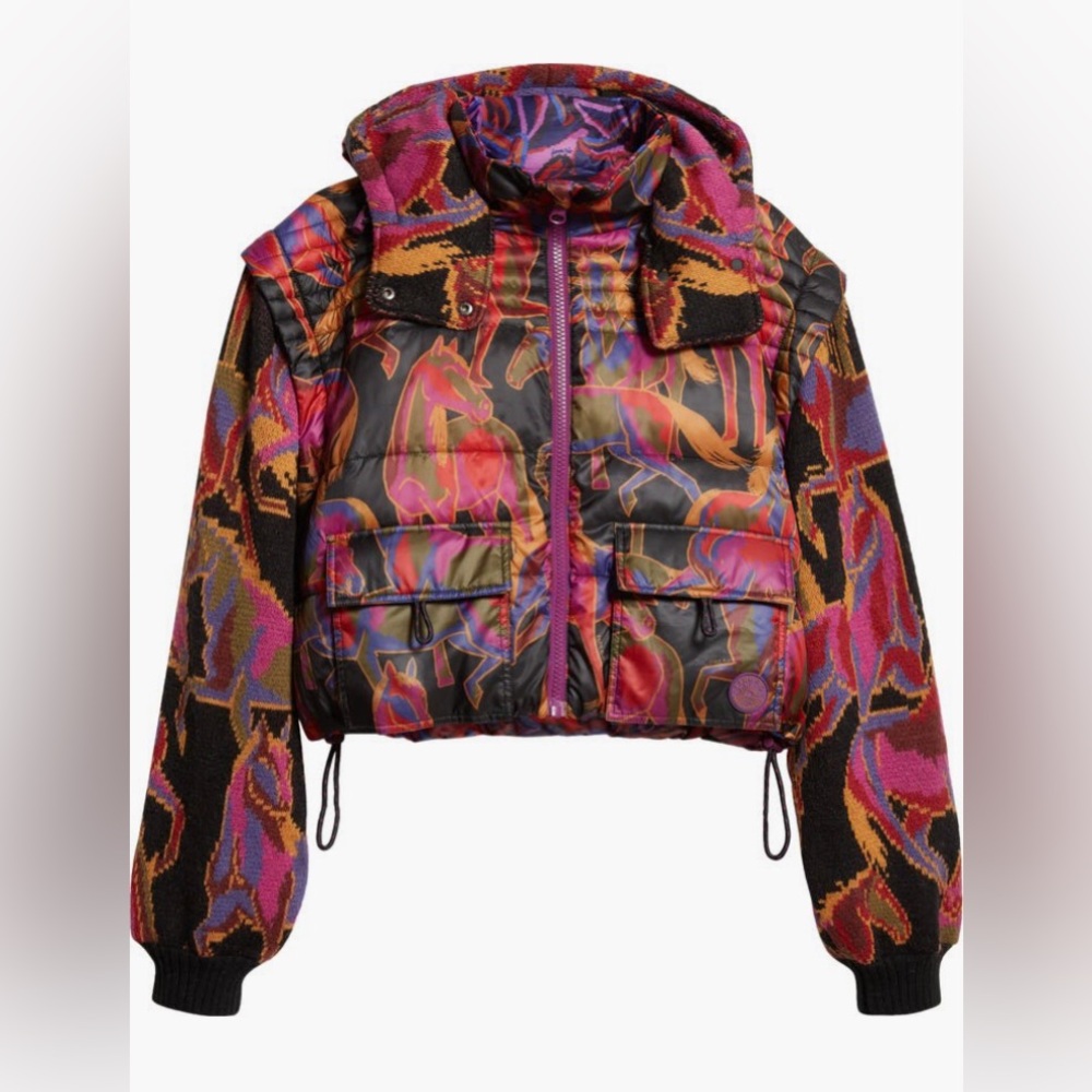 NWT $310 FARM Rio Wild Horses REVERSIBLE Mixed Media Jacket in Medium! - Picture 9 of 16